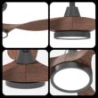 Roomratv Ceiling Fans with Lights and Remote, 52 Inch Large Airflow Indoor Ceiling Fans, Dark Woodgrain
