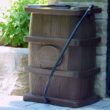 FCMP Outdoor Slim Line 45-Gallon Wood Grain Rain Barrel – Outdoor Home Rain Water Catcher Barrel with Flat Back, Brown