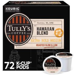 Tully's Coffee Hawaiian Blend Keurig Single-Serve K-Cup Pods, Medium Roast, 72 Count (6 Packs of 12)