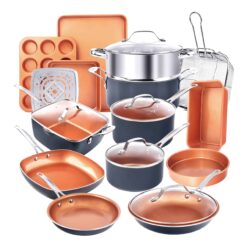 Gotham Steel 20 Pc Pots and Pans Set, Bakeware Set, Ceramic Cookware Set for Kitchen