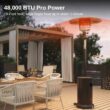 EAST OAK 48,000 BTU Patio Heater for Outdoor Use With Round Table Design, Double-Layer Stainless Steel Burner and Wheels