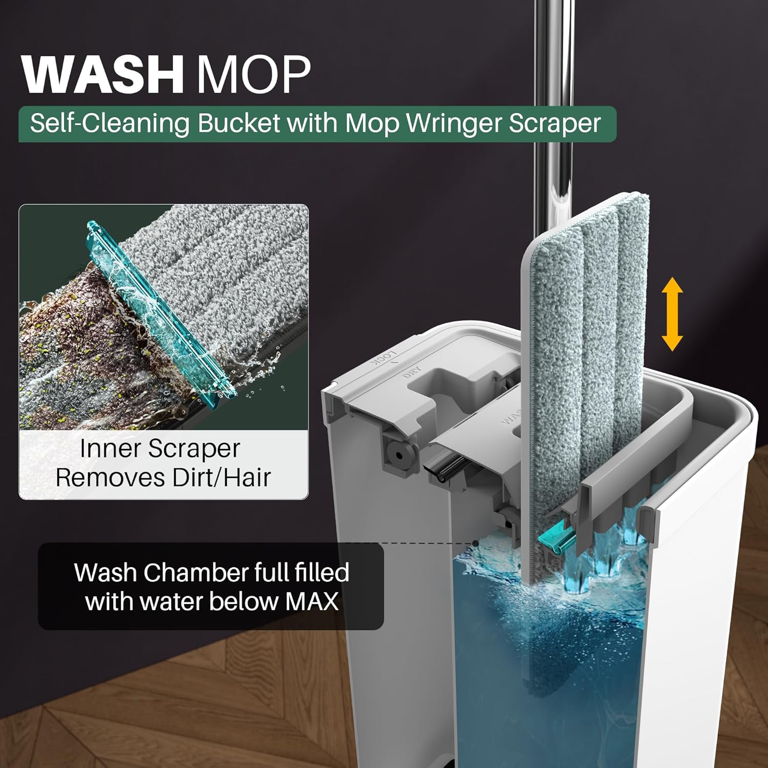 JOYMOOP Mop and Bucket with Wringer Set for Home, Flat Mop and Bucket System JOYMOOP Mop and Bucket with Wringer Set for Home, Flat Mop and Bucket System - Image 2