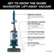 Shark ZU503AMZ Navigator Lift-Away Upright Vacuum with Self-Cleaning Brushroll, Perfect for Pets & Multi-Surface, Teal