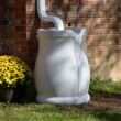 FCMP Outdoor Catalina 45 Gallon Rain Water Barrel Catcher System with Flat Back for Watering Outdoor Plants, Light Granite