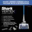 Shark HZ2002 Vertex Ultralight Corded Stick DuoClean PowerFins & Self-Cleaning Brushroll, Cobalt Blue