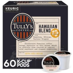 Tully's Coffee Hawaiian Blend, Keurig Single Serve K-Cup Pods, Medium Roast, 60 Count, (6 Packs of 10)