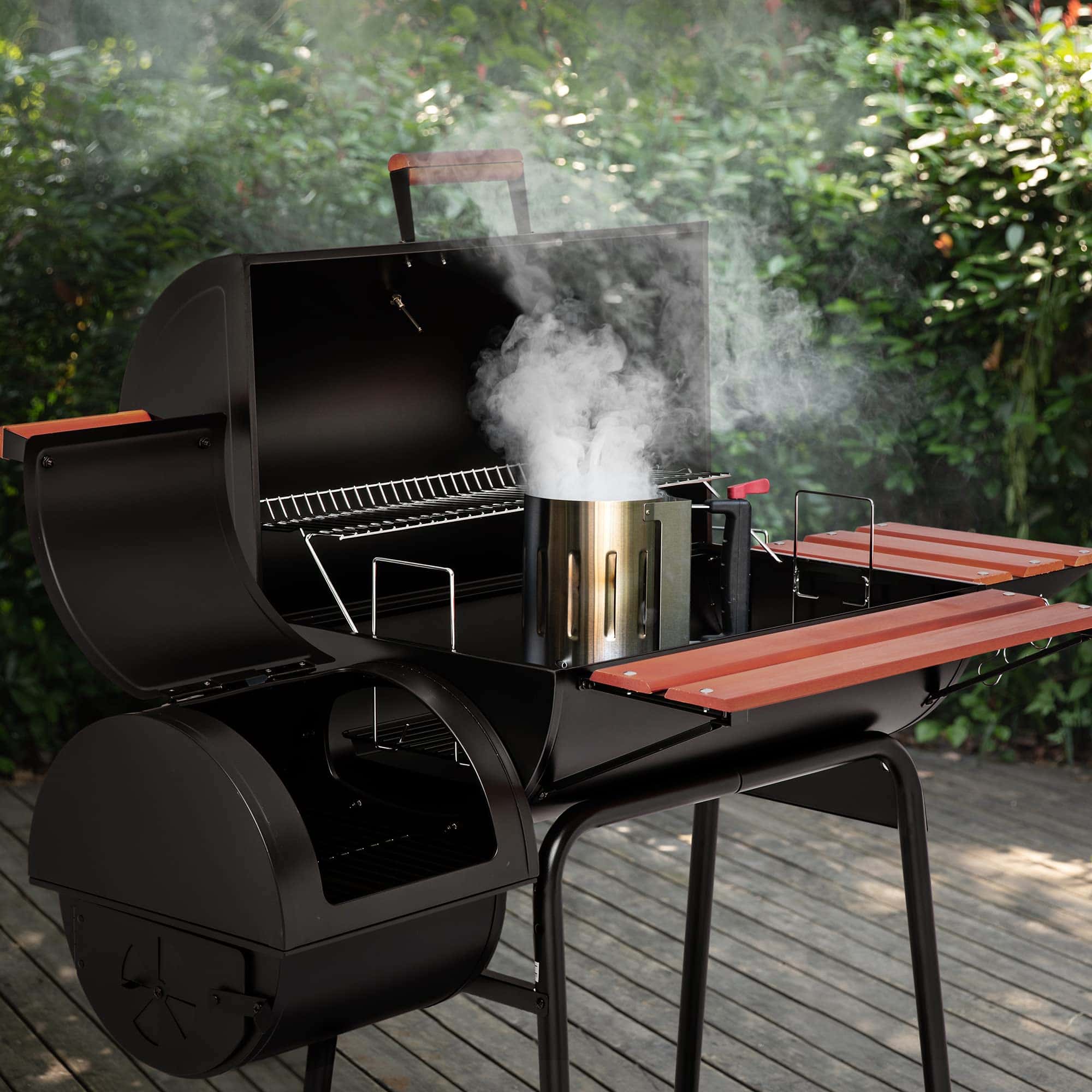 Royal Gourmet CC1830W 30-Inch Charcoal Grill with Wood-Painted Side Table and Front Table, BBQ Smoker Grill Royal Gourmet CC1830W 30-Inch Charcoal Grill with Wood-Painted Side Table and Front Table, BBQ Smoker Grill - Image 2