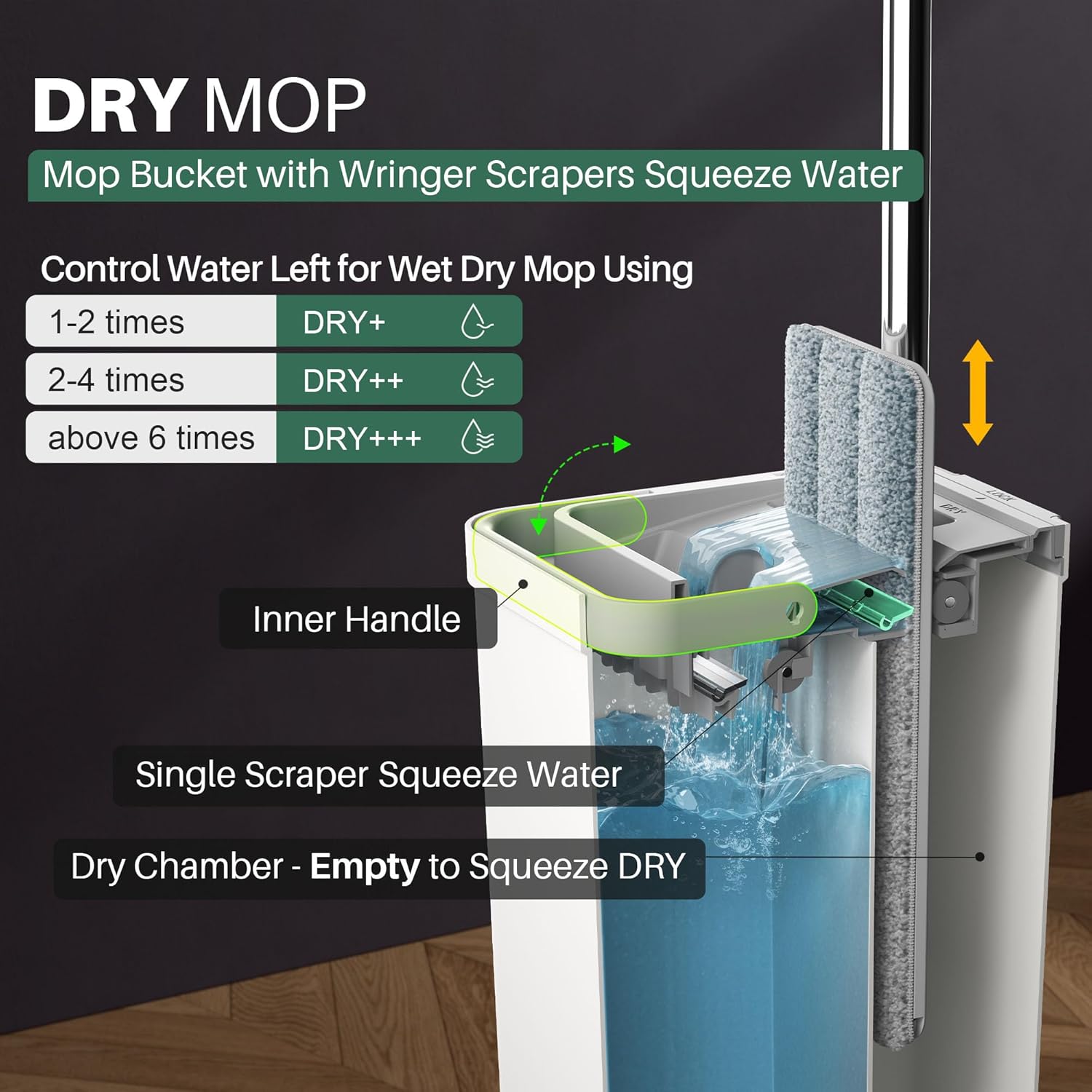 JOYMOOP Mop and Bucket with Wringer Set for Home, Flat Mop and Bucket System JOYMOOP Mop and Bucket with Wringer Set for Home, Flat Mop and Bucket System - Image 3