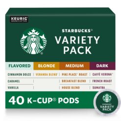 Starbucks K-Cup Coffee Pods - Starbucks Blonde, Medium, Dark Roast & Flavored Coffee - Variety Pack for Keurig Brewers - 1 box (40 pods total)