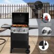 MASTER COOK 3 Burner BBQ Propane Gas Grill, Stainless Steel 30,000 BTU Patio Garden Barbecue Grill with Two Foldable Shelves MASTER COOK 3 Burner BBQ Propane Gas Grill, Stainless Steel 30,000 BTU Patio Garden Barbecue Grill with Two Foldable Shelves