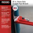 RIDGID 31035 Heavy-Duty Straight Pipe Wrench, 36" Sturdy Plumbing Wrench with Self Cleaning Threads and Hook Jaws, Red