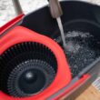 O-Cedar EasyWring Microfiber Spin Mop, Bucket Floor Cleaning System, Red, Gray