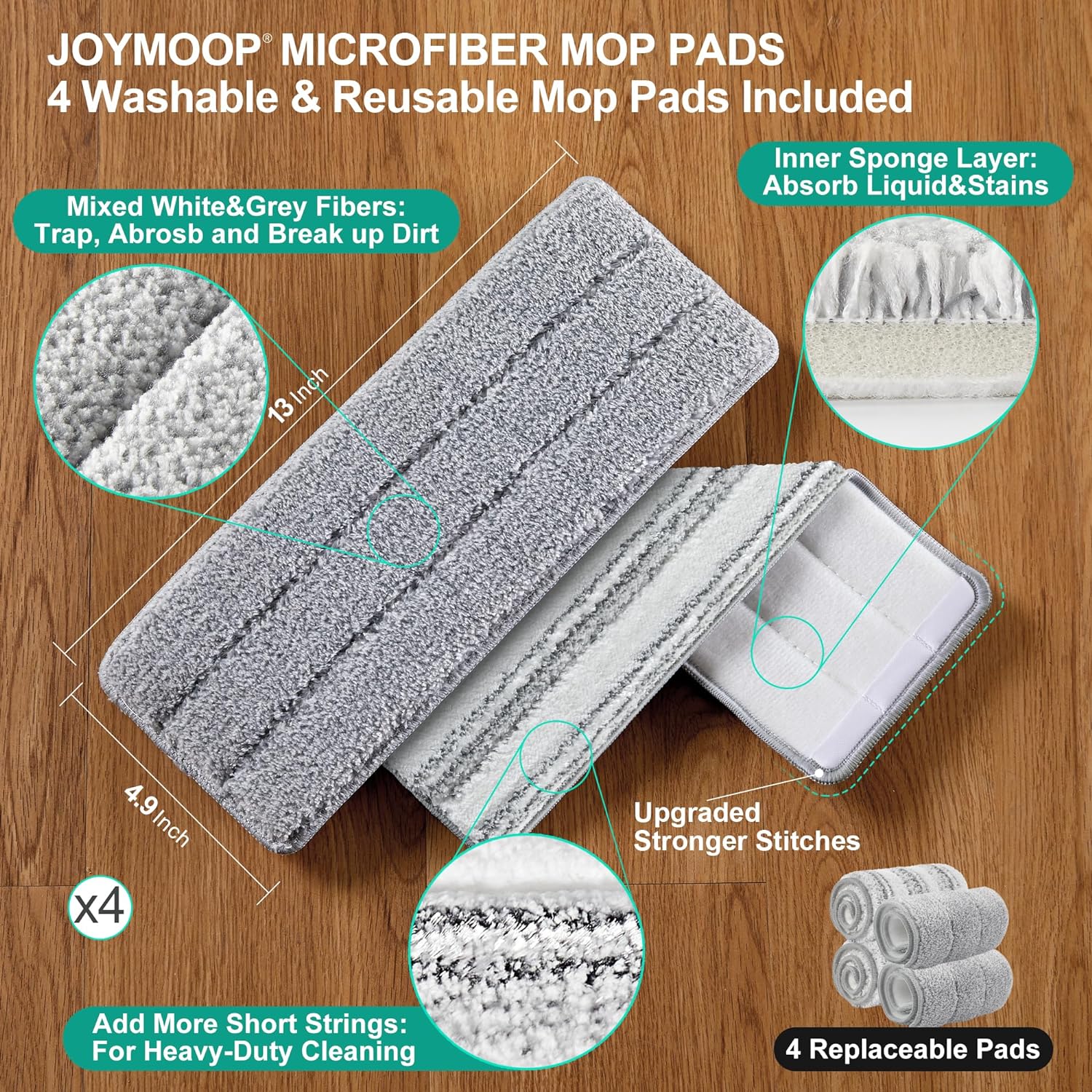 JOYMOOP Mop and Bucket with Wringer Set for Home, Flat Mop and Bucket System JOYMOOP Mop and Bucket with Wringer Set for Home, Flat Mop and Bucket System - Image 5