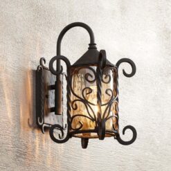 John Timberland Casa Seville 13 1/4" High Iron Scroll Traditional Outdoor Wall Light