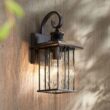 John Timberland Deaver 15 1/4" High Bronze Motion Sensor Outdoor Wall Light Set of 2