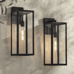 John Timberland Titan 20" Mystic Black Outdoor Wall Lights Set of 2
