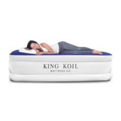 King Koil Luxury Twin Air Mattress with Built-in High Speed Pump for Camping, Home & Guests