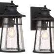 John Timberland Clement 15" Black Outdoor Wall Lantern Lights Set of 2