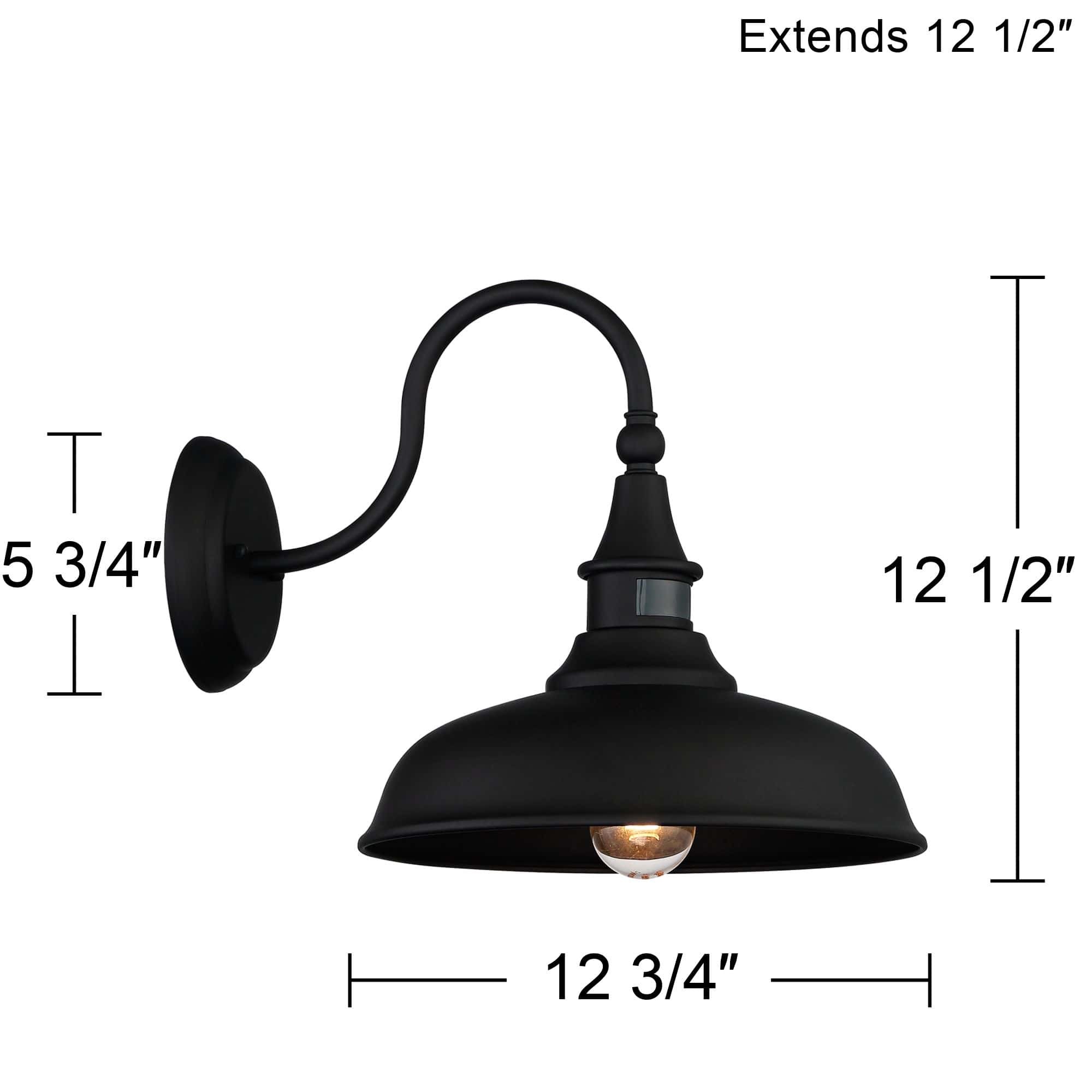 John Timberland Gough 12 1/2" Black Motion Sensor Outdoor Barn Light John Timberland Gough 12 1/2" Black Motion Sensor Outdoor Barn Light - Image 2