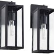 John Timberland Titan 14" Black Dusk to Dawn Outdoor Lights Set of 2