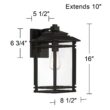 North House 16" High Matte Black and Glass Outdoor Wall Light