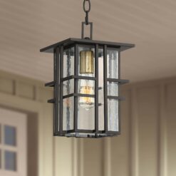 Possini Euro Arley 12 1/2" High Black Outdoor Hanging Light