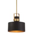 Possini Euro Courtney 10" Soft Gold Matte Black Mini Pendant Light