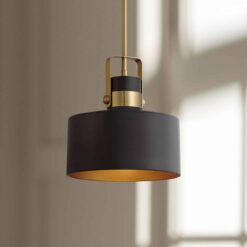 Possini Euro Courtney 10" Soft Gold Matte Black Mini Pendant Light