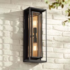 Possini Euro Metropolis 22" High Black and Gold Outdoor Wall Light
