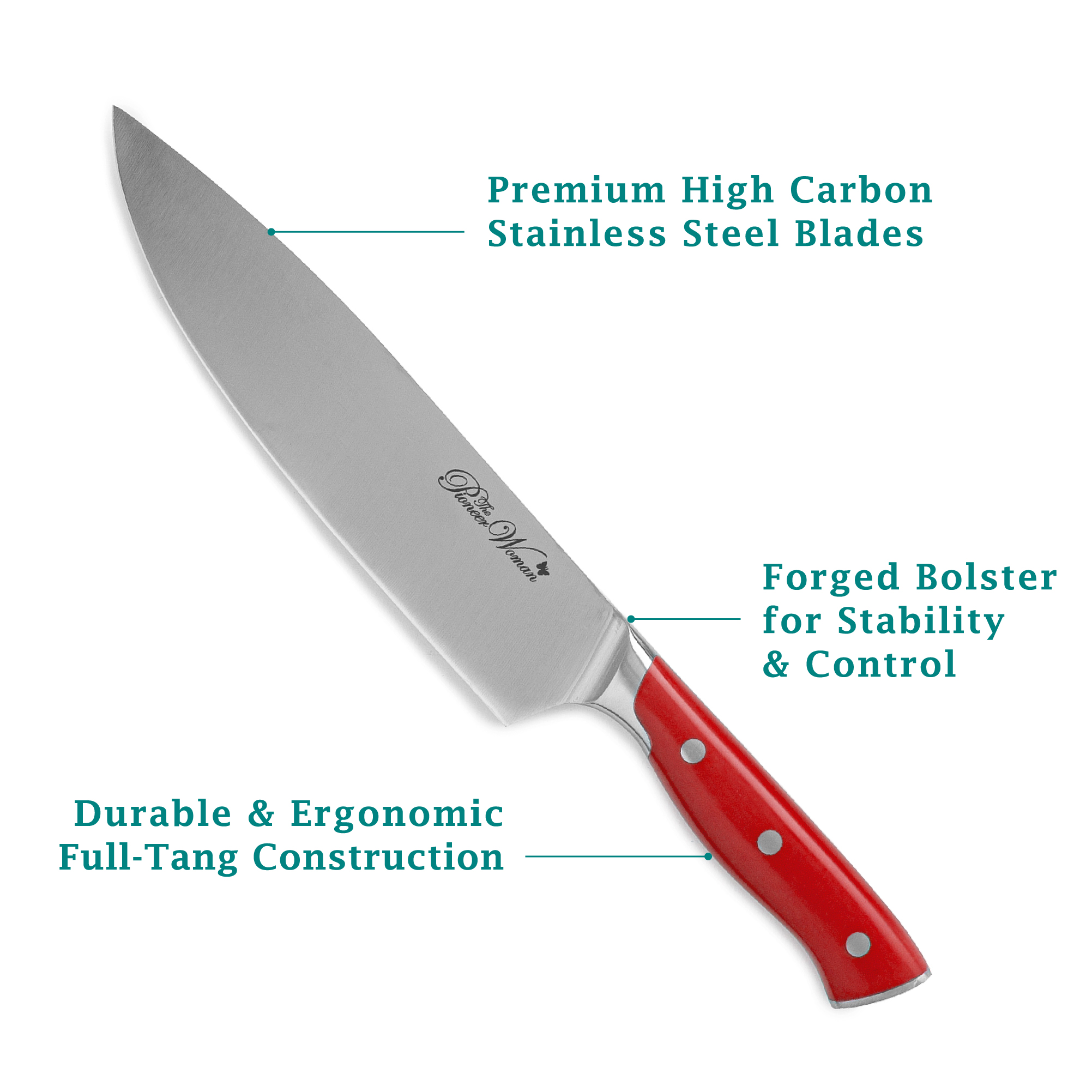 The Pioneer Woman Pioneer Signature 14-Piece Stainless Steel Knife Block Set, Red The Pioneer Woman Pioneer Signature 14-Piece Stainless Steel Knife Block Set, Red - Image 4