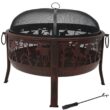 Sunnydaze Decor 34-in W Bronze Steel Wood-Burning Fire Pit