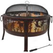 Sunnydaze Decor 34-in W Bronze Steel Wood-Burning Fire Pit