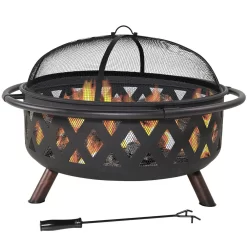 Sunnydaze Decor 36-in W Black Steel Wood-Burning Fire Pit