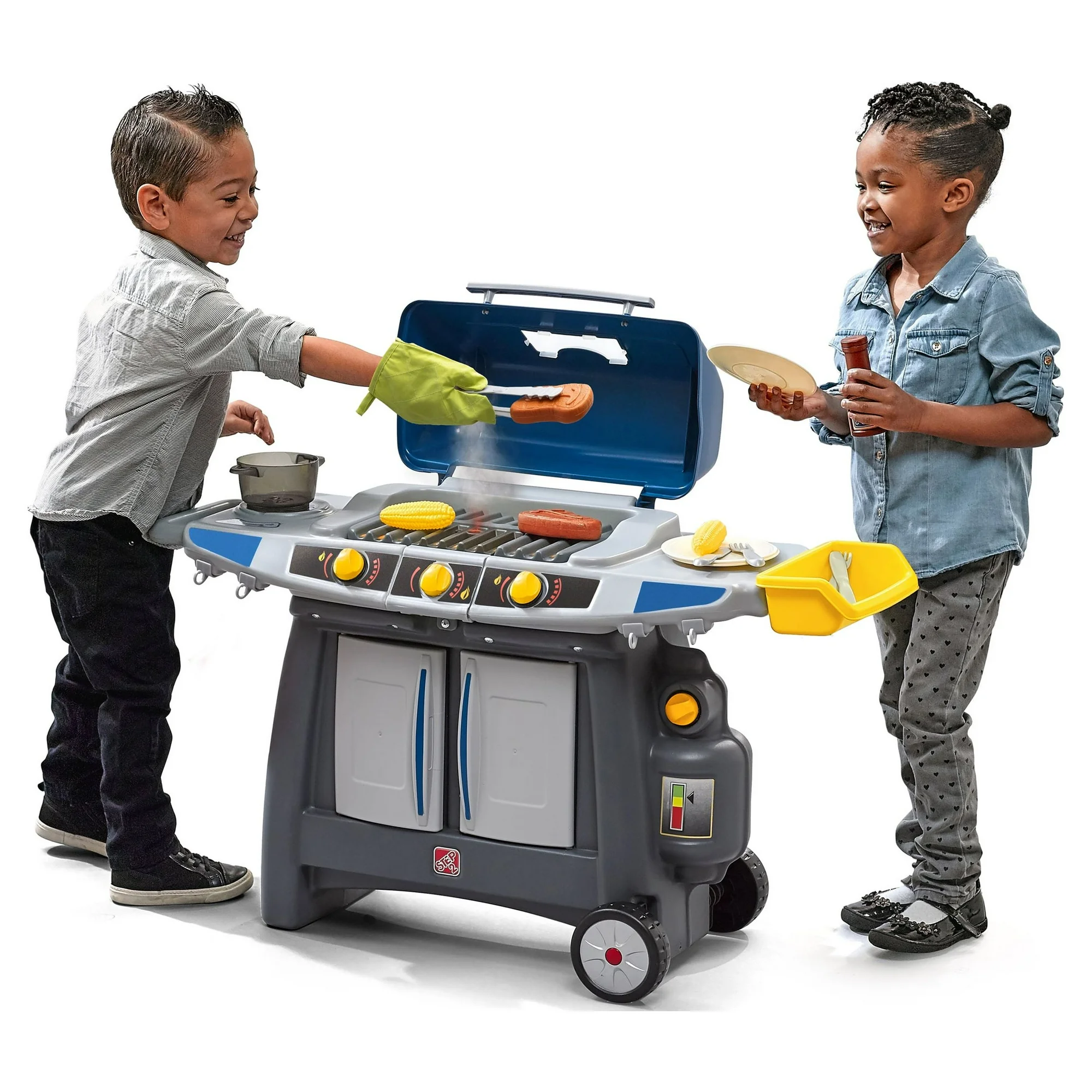 Step2 Sizzle & Smoke Barbecue Blue Toddler Grill Playset with 15 Piece Plastic Barbeque Play Set Step2 Sizzle & Smoke Barbecue Blue Toddler Grill Playset with 15 Piece Plastic Barbeque Play Set - Image 13