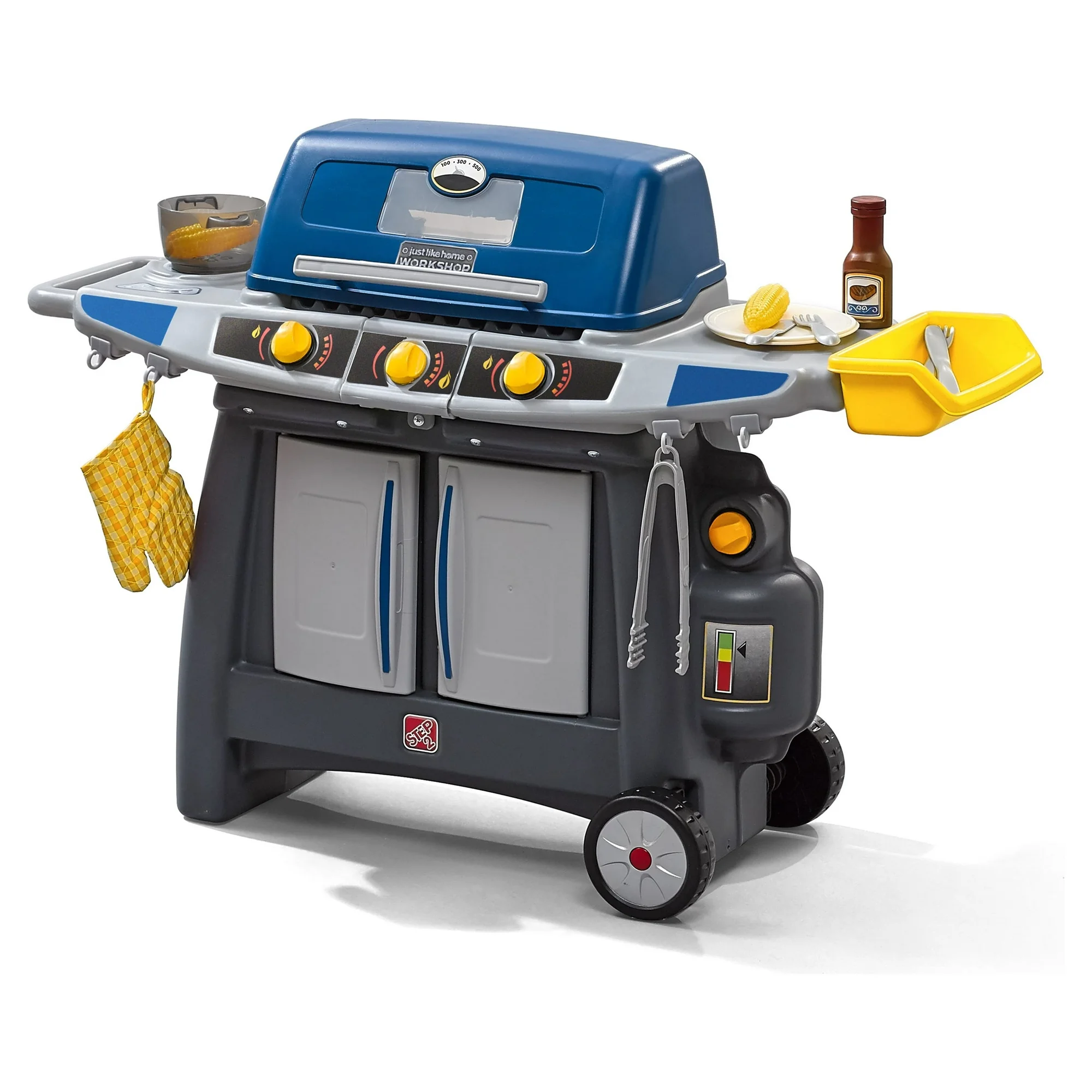 Step2 Sizzle & Smoke Barbecue Blue Toddler Grill Playset with 15 Piece Plastic Barbeque Play Set Step2 Sizzle & Smoke Barbecue Blue Toddler Grill Playset with 15 Piece Plastic Barbeque Play Set - Image 12