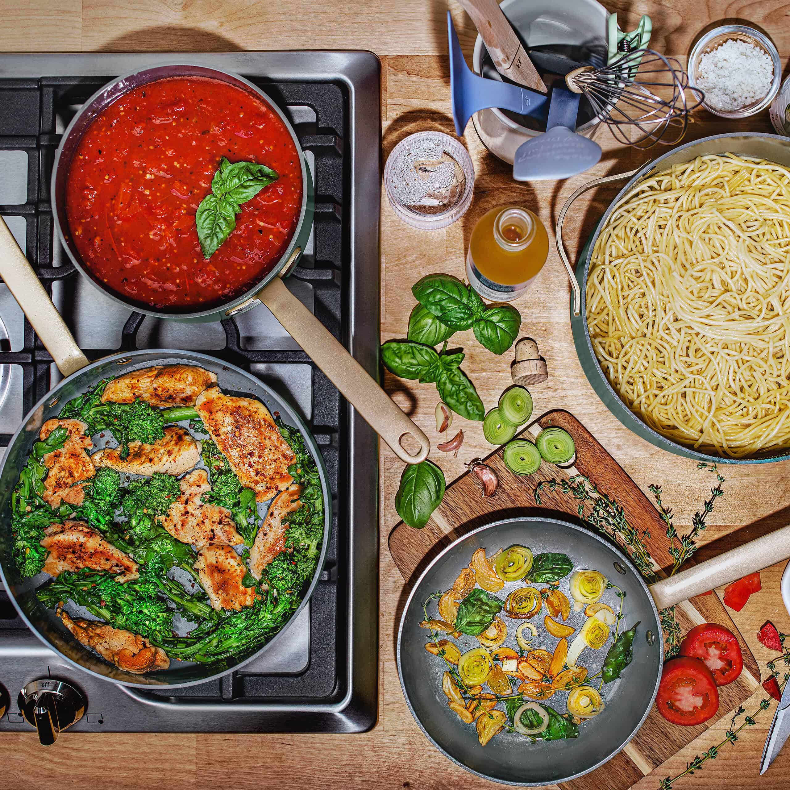 Beautiful 12pc Ceramic Non-Stick Cookware Set, Thyme Green by Drew Barrymore Beautiful 12pc Ceramic Non-Stick Cookware Set, Thyme Green by Drew Barrymore - Image 3