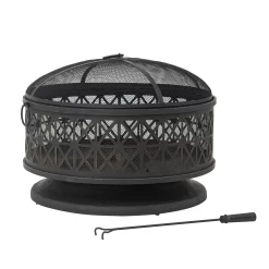 Sunjoy 30-in W Black Steel Wood-Burning Fire Pit