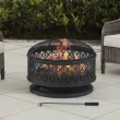 Sunjoy 30-in W Black Steel Wood-Burning Fire Pit