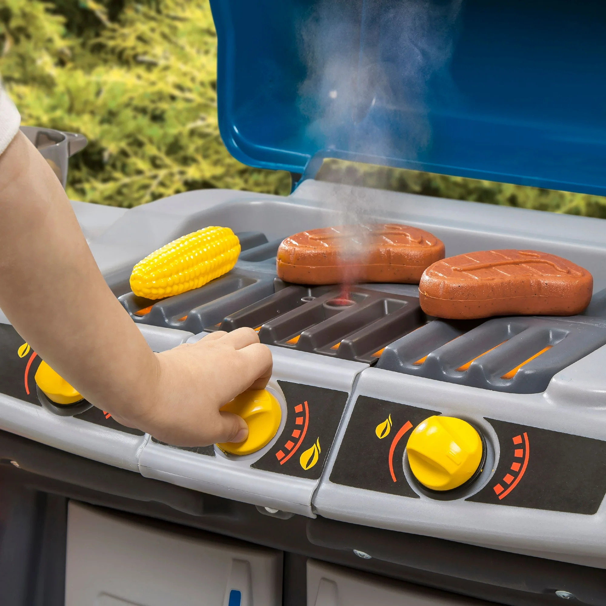 Step2 Sizzle & Smoke Barbecue Blue Toddler Grill Playset with 15 Piece Plastic Barbeque Play Set Step2 Sizzle & Smoke Barbecue Blue Toddler Grill Playset with 15 Piece Plastic Barbeque Play Set - Image 11