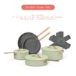 Beautiful 12pc Ceramic Non-Stick Cookware Set, Sage Green by Drew Barrymore