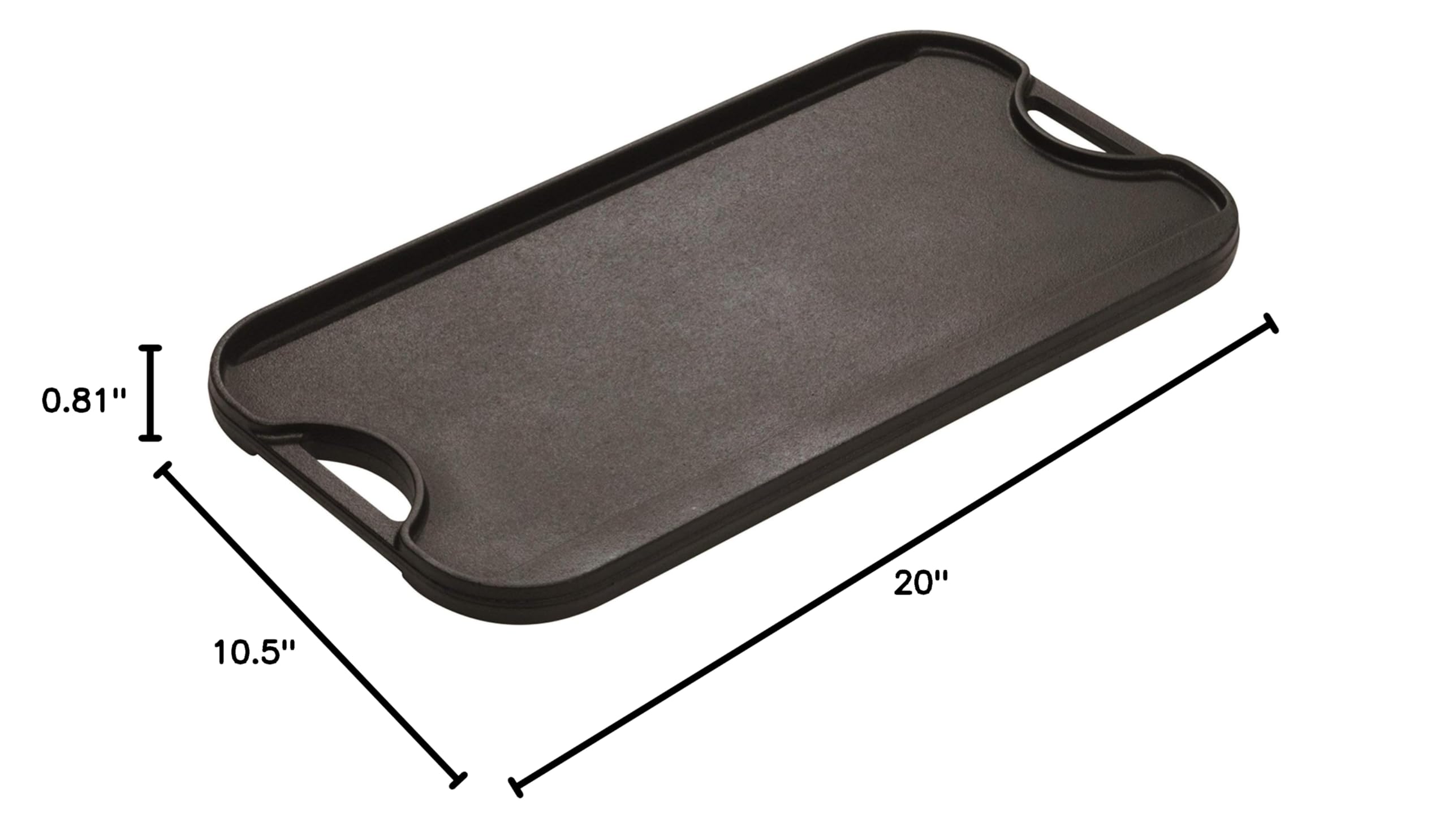 Lodge LPGI3 Cast Iron Reversible Grill/Griddle, 20-inch x 10.44-inch, Black Lodge LPGI3 Cast Iron Reversible Grill/Griddle, 20-inch x 10.44-inch, Black - Image 2