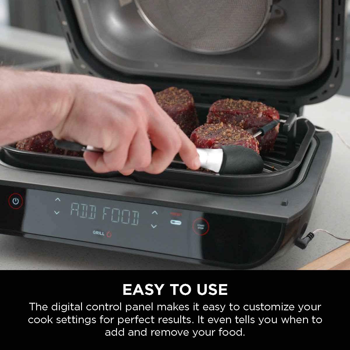 Ninja FG551 Foodi Smart XL 6-in-1 Indoor Grill with Air Fry, Roast, Bake, Broil & Dehydrate, Smart Thermometer, Black/Silver Ninja FG551 Foodi Smart XL 6-in-1 Indoor Grill with Air Fry, Roast, Bake, Broil & Dehydrate, Smart Thermometer, Black/Silver - Image 7