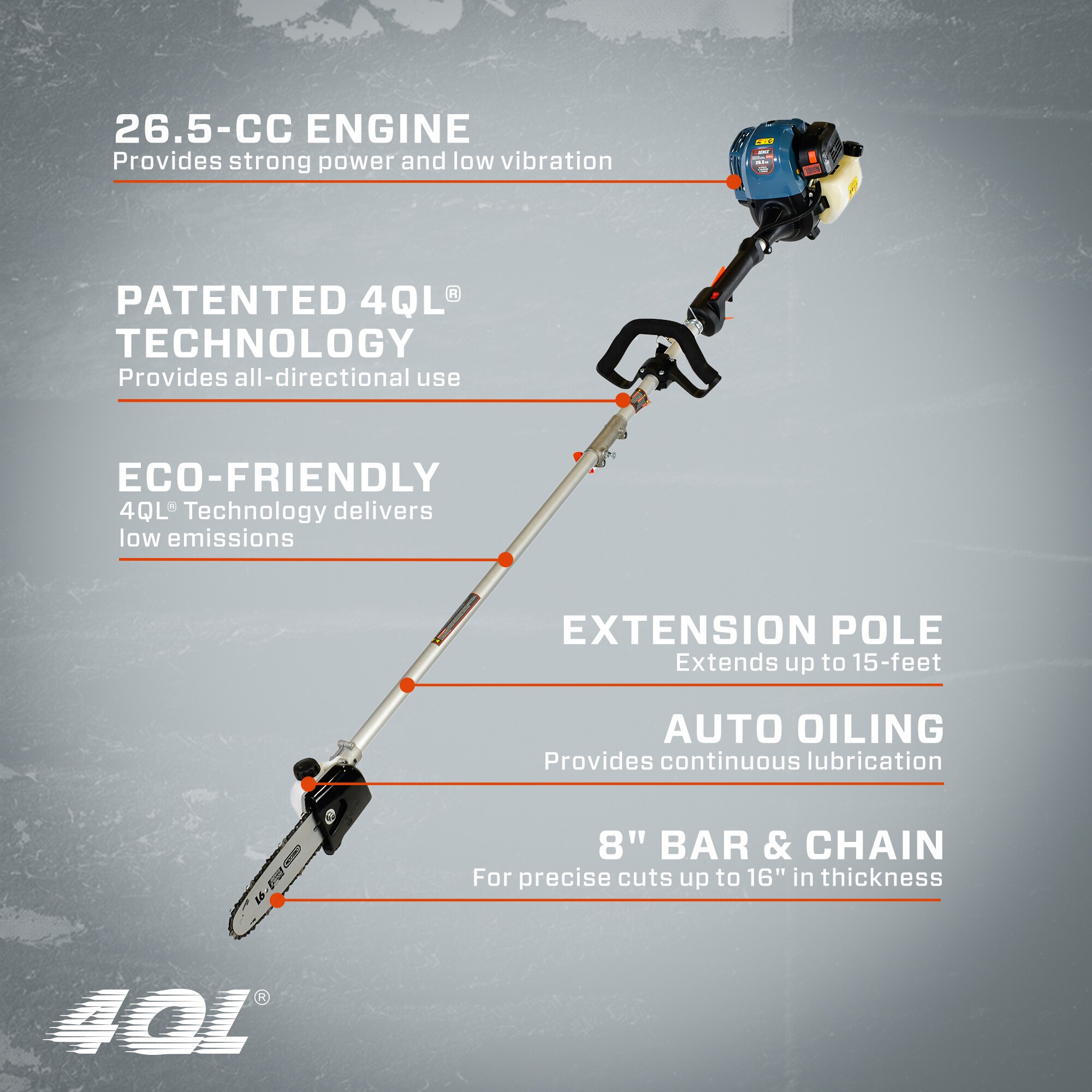 SENIX 4QL 8-in 26-cc 4-cycle Pole Saw (Battery Not Included) SENIX 4QL 8-in 26-cc 4-cycle Pole Saw (Battery Not Included) - Image 7