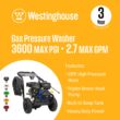Westinghouse WPX3600 5 Included Nozzles Heavy Duty 3600 PSI 2.7-GPM Cold Water Gas Pressure Washer with 5 Spray Tips