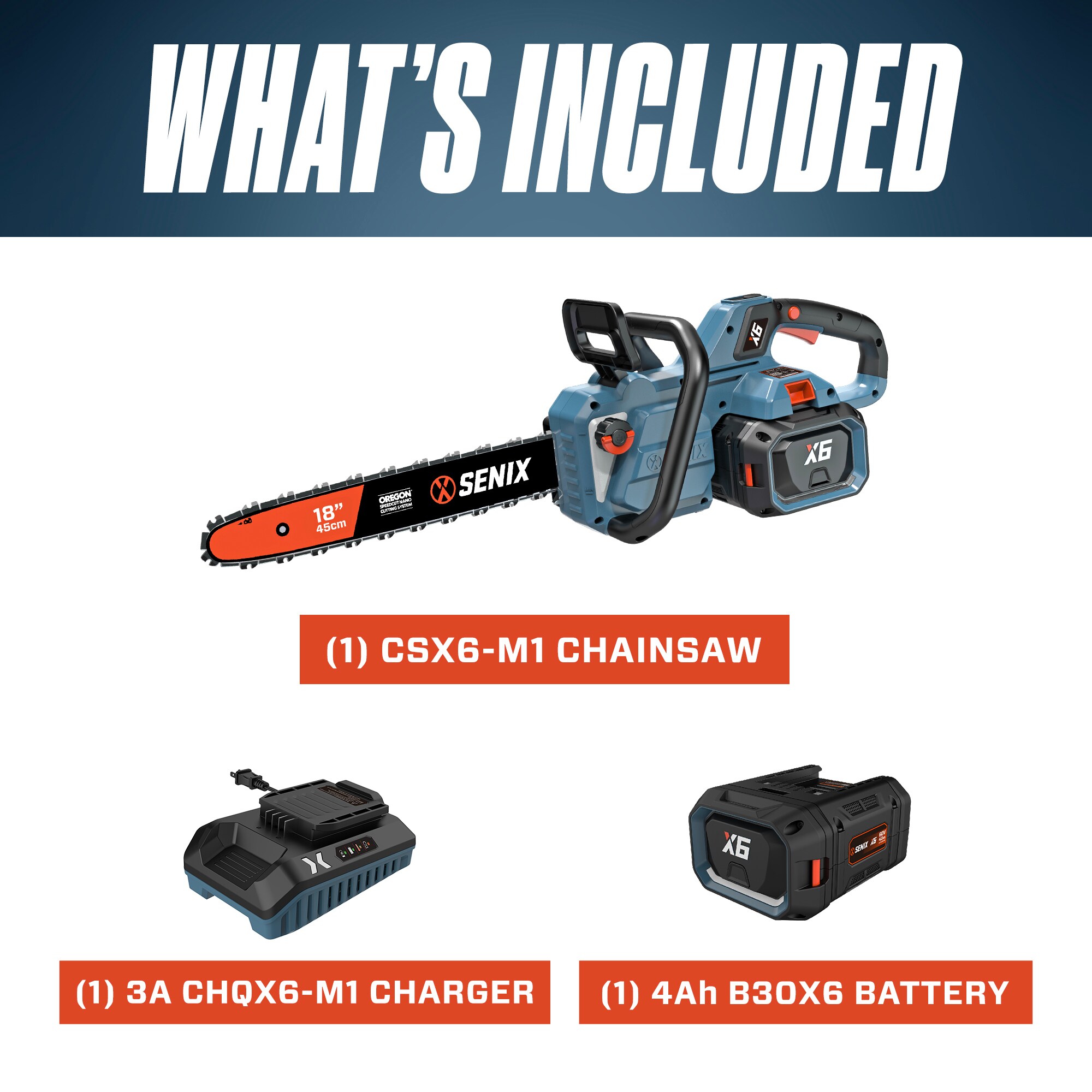 SENIX 60-volt Max 18-in Battery 4 Ah Chainsaw (Battery and Charger Included) SENIX 60-volt Max 18-in Battery 4 Ah Chainsaw (Battery and Charger Included) - Image 3