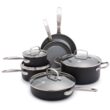 GreenPan Chatham Hard Anodized Healthy Ceramic Nonstick 10 Piece Cookware Pots and Pans Set, Frying Pan Skillets, Gray