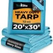 Teal Elite 20x30 Heavy Duty Tarps Waterproof - 12 mil Thick Pool Tarp Cover - 20x30 Tarp UV Resistant, Rip & Tear Proof with Metal Grommets