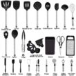 BESTZMWK Kitchen Utensil Set-Silicone Cooking Utensils-33 Kitchen Gadgets & Spoons for Nonstick Cookware, Black