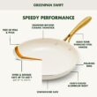 GreenPan Swift 12 Piece Cookware Pot and Pans Set, PFAS & PFOA-Free Healthy Ceramic Nonstick, Gold Stainless Steel Handle, Cream