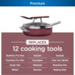 Ninja, Cookware, Steamer, Strainer Basket, Glass Lid and Spatula, Foodi NeverStick PossiblePan, Premium Set, Cherry Tart, CW102RD